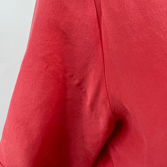 VINTAGE CLIO Los Angeles US 8 80’s 100% SILK Pink Orange Button Up Top Blouse - Picture 7 of 8